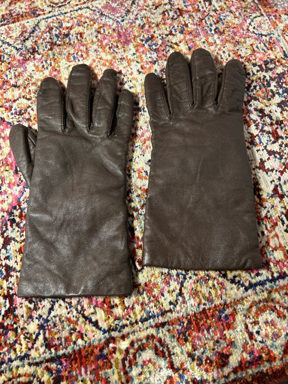 Women's Brown Leather Winter Gloves